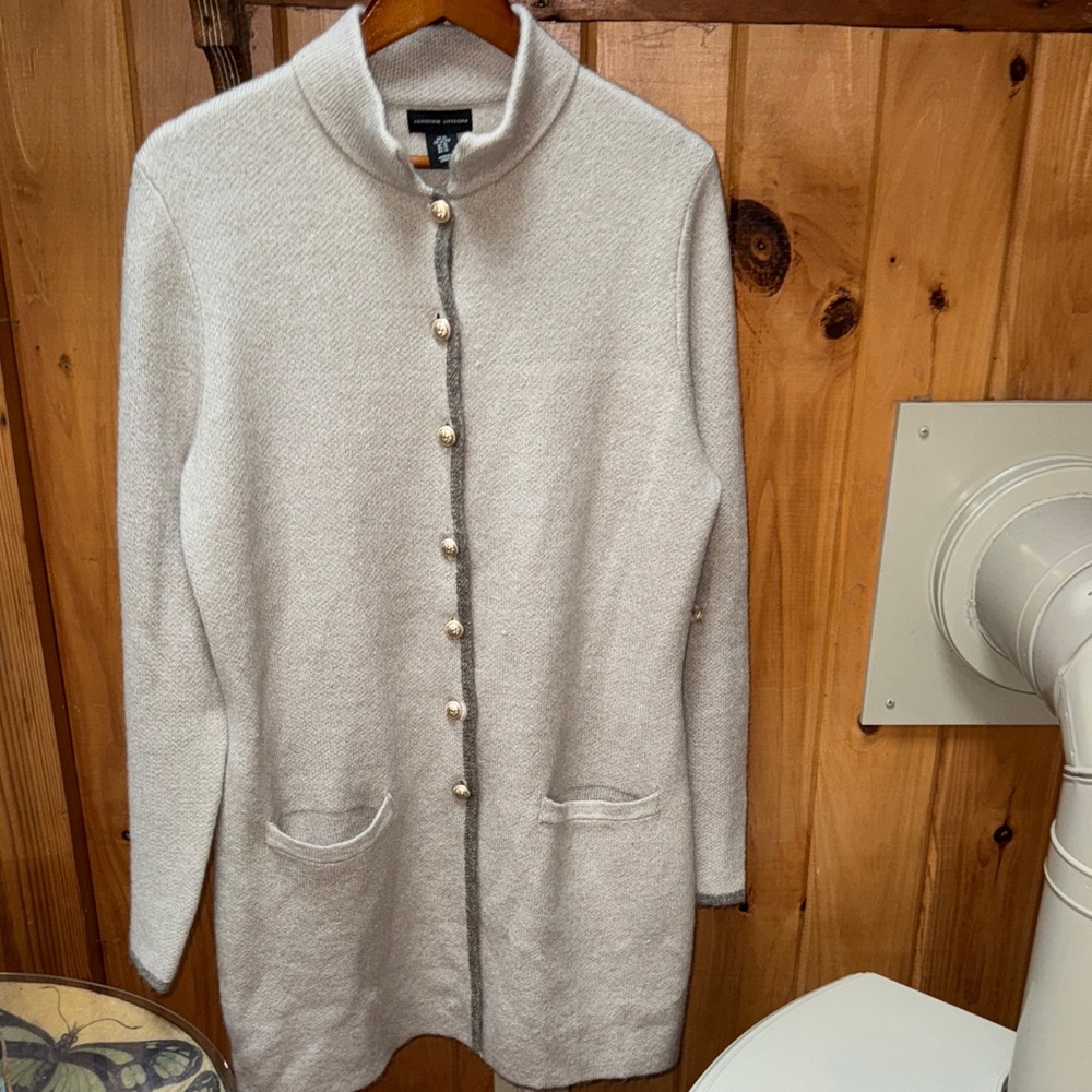Elegant Cream Sweater with gold Buttons